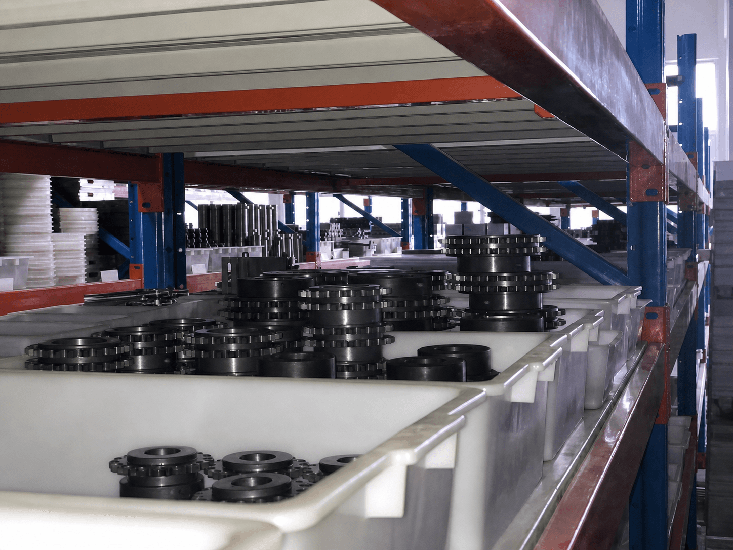 Organized inventory of machined parts for custom equipment projects