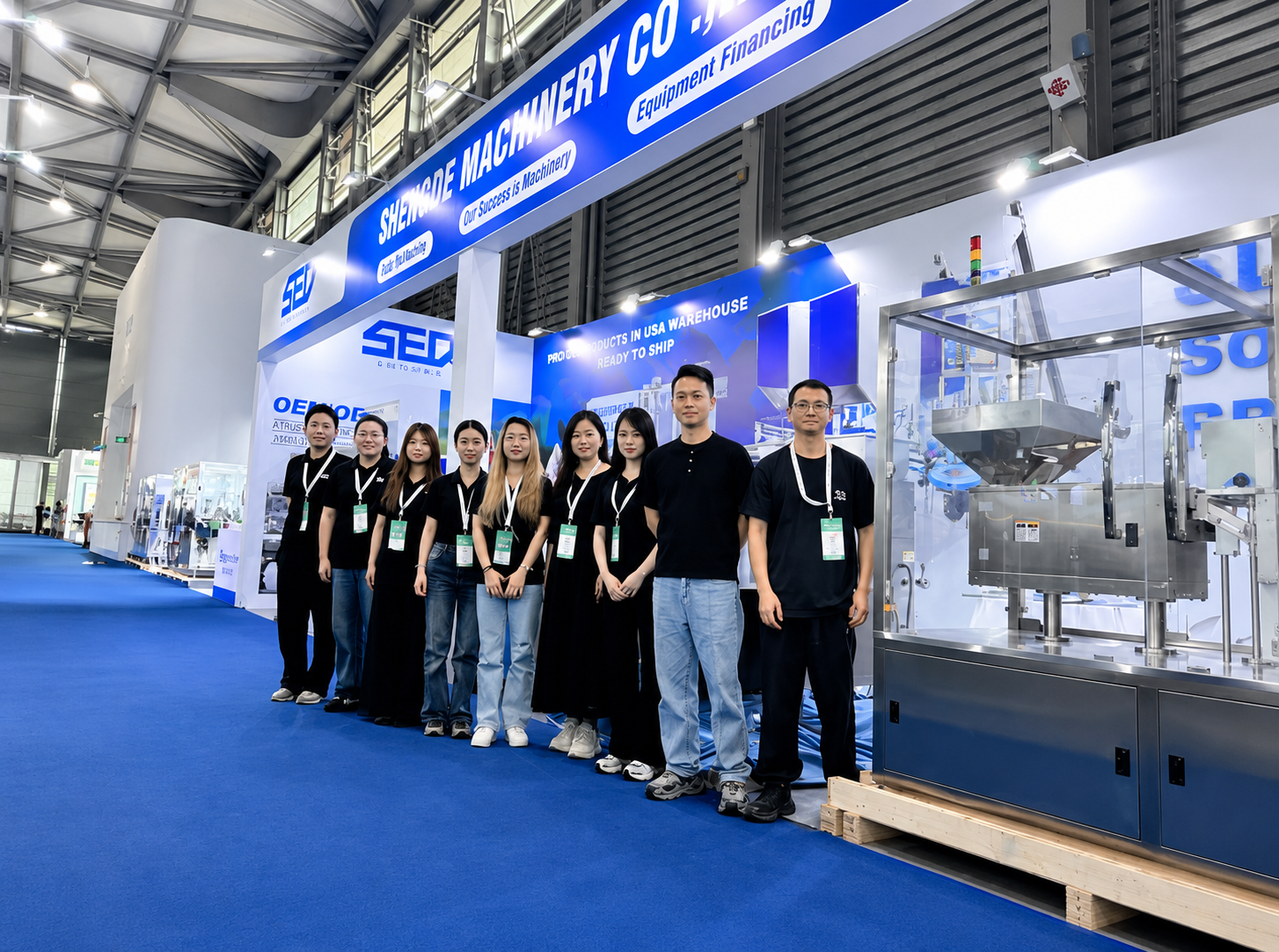 SED Pharma exhibition team presenting pharmaceutical equipment categories